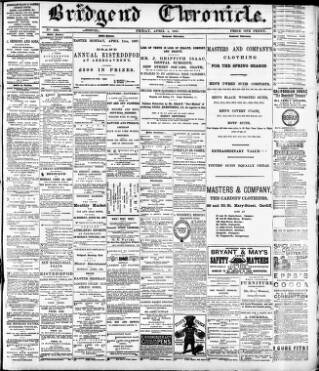 cover page of Bridgend Chronicle published on April 1, 1887