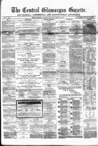 cover page of Central Glamorgan Gazette published on August 2, 1867