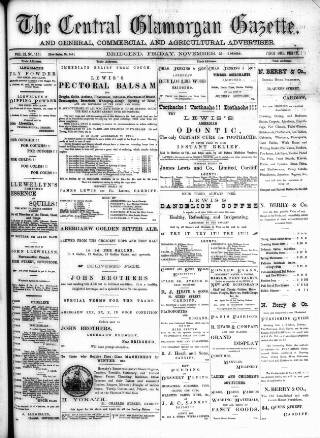 cover page of Central Glamorgan Gazette published on November 2, 1888