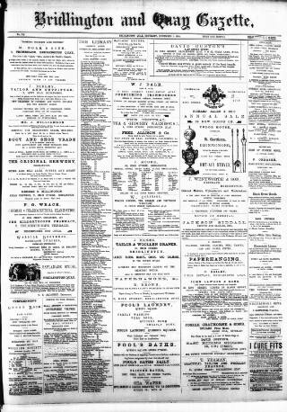 cover page of Bridlington and Quay Gazette published on November 2, 1889