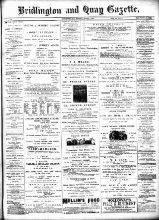 cover page of Bridlington and Quay Gazette published on August 2, 1890