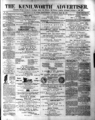 cover page of Kenilworth Advertiser published on May 22, 1875