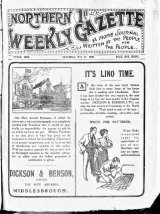 cover page of Northern Weekly Gazette published on May 22, 1909