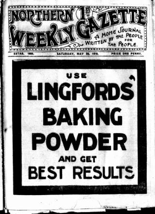 cover page of Northern Weekly Gazette published on May 22, 1915
