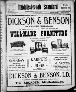 cover page of Middlesbrough Standard published on November 2, 1912