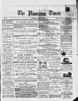 cover page of Nuneaton Times published on May 22, 1875