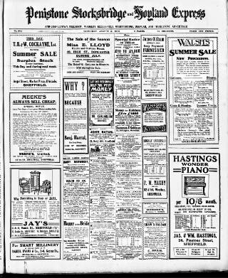 cover page of Penistone, Stocksbridge and Hoyland Express published on August 2, 1913
