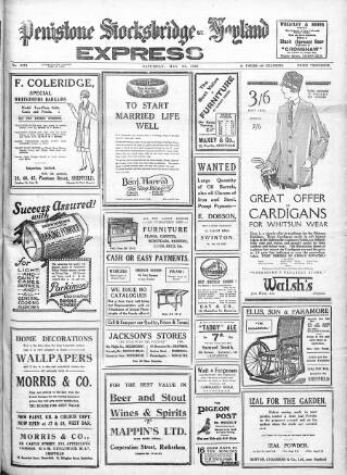 cover page of Penistone, Stocksbridge and Hoyland Express published on May 22, 1926