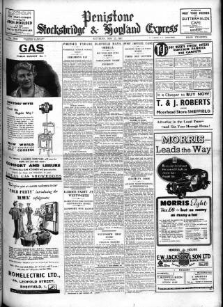 cover page of Penistone, Stocksbridge and Hoyland Express published on May 22, 1937