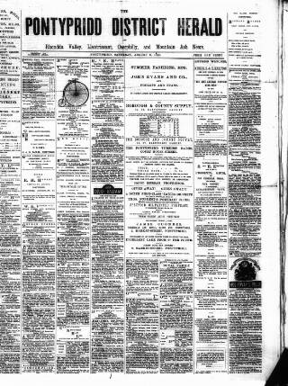 cover page of Pontypridd District Herald published on August 2, 1879