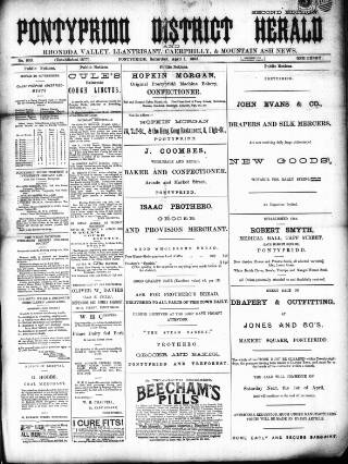 cover page of Pontypridd District Herald published on April 1, 1893