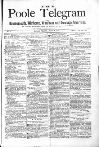 cover page of Poole Telegram published on June 13, 1879