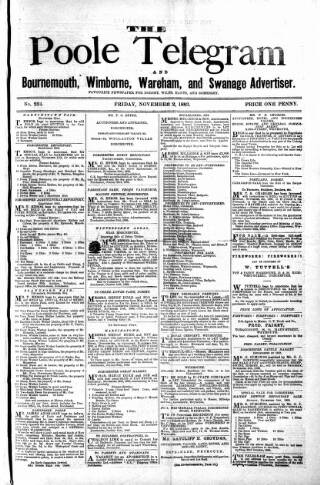 cover page of Poole Telegram published on November 2, 1883