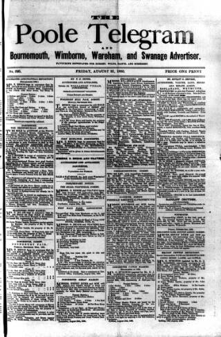 cover page of Poole Telegram published on August 21, 1885