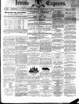 cover page of Irvine Express published on November 2, 1883
