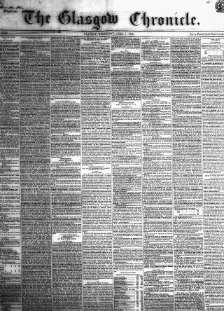 cover page of Glasgow Chronicle published on April 1, 1846