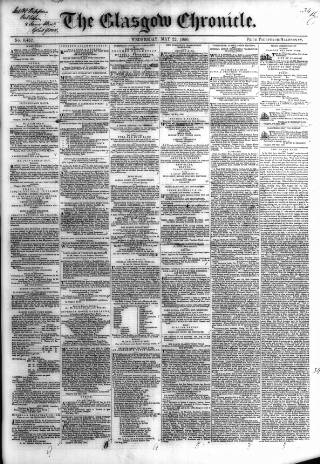cover page of Glasgow Chronicle published on May 22, 1850