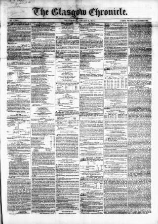 cover page of Glasgow Chronicle published on August 2, 1854