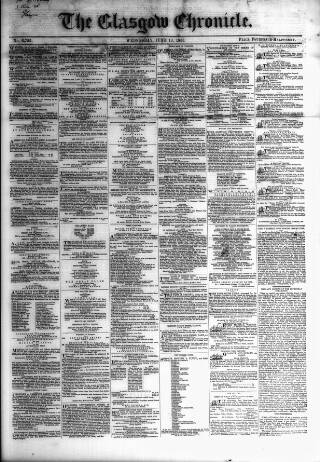 cover page of Glasgow Chronicle published on June 13, 1855