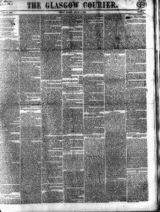 cover page of Glasgow Courier published on August 2, 1853