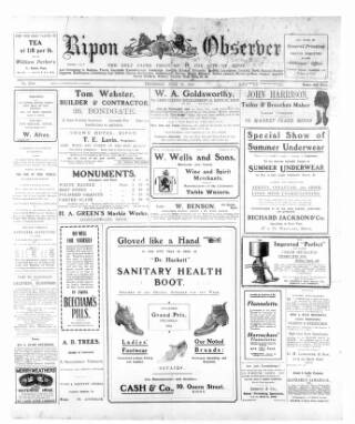 cover page of Ripon Observer published on June 13, 1912