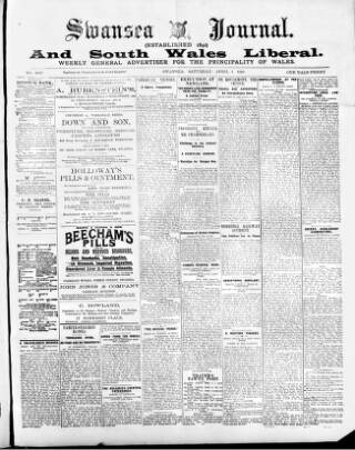 cover page of Swansea Journal and South Wales Liberal published on April 1, 1899