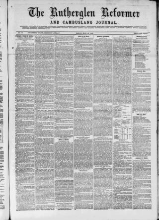 cover page of Rutherglen Reformer published on May 22, 1885