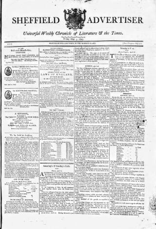 cover page of Sheffield Public Advertiser published on May 3, 1793