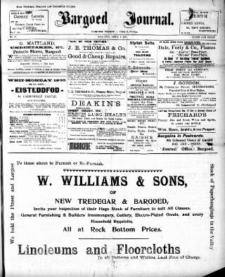 cover page of Bargoed Journal published on April 1, 1905
