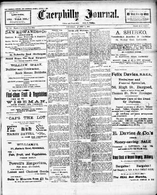 cover page of Bargoed Journal published on August 2, 1906
