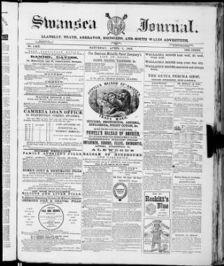 cover page of Swansea Journal published on April 1, 1882