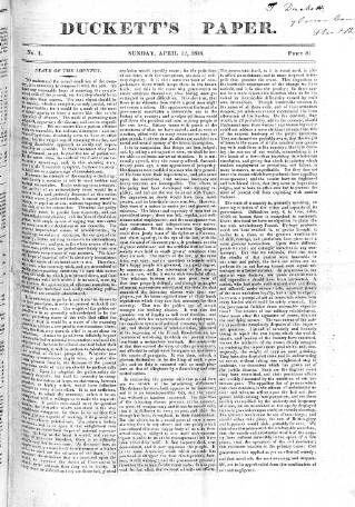 cover page of Duckett's Dispatch published on April 12, 1818