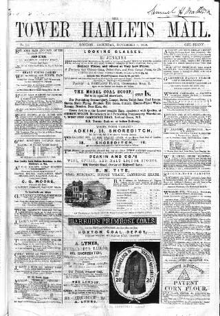 cover page of Tower Hamlets Mail published on November 6, 1858
