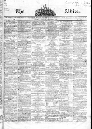 cover page of Liverpool Albion published on November 2, 1840