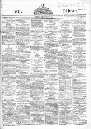 cover page of Liverpool Albion published on May 22, 1848