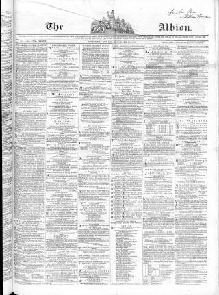 cover page of Liverpool Albion published on December 13, 1858