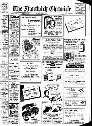 cover page of Nantwich Chronicle published on May 22, 1954