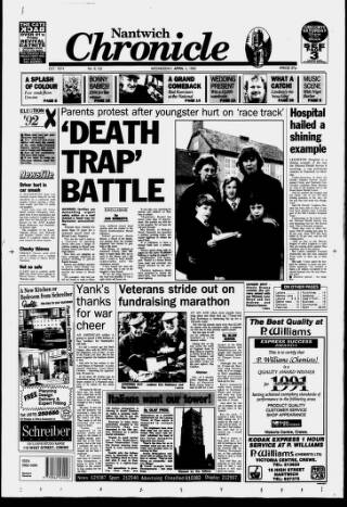 cover page of Nantwich Chronicle published on April 1, 1992