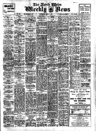 cover page of North Wales Weekly News published on April 1, 1943