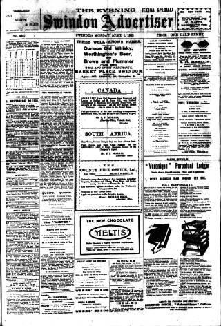 cover page of Swindon Advertiser published on April 1, 1912