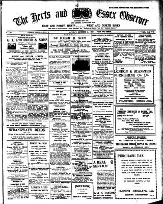cover page of Herts and Essex Observer published on November 2, 1940