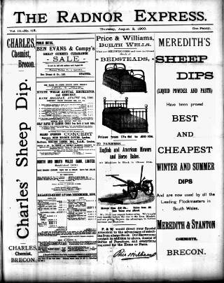 cover page of Radnor Express published on August 2, 1900