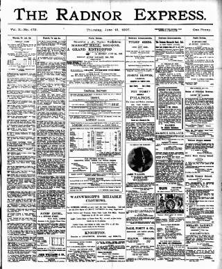 cover page of Radnor Express published on June 13, 1907