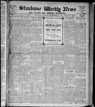 cover page of Strabane Weekly News published on September 28, 1918