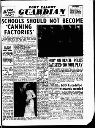 cover page of Port Talbot Guardian published on April 1, 1966