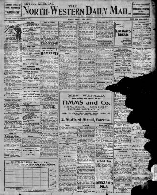 cover page of North West Evening Mail published on April 1, 1912