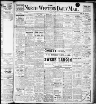 cover page of North West Evening Mail published on April 1, 1915