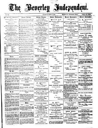 cover page of Beverley Independent published on June 13, 1891