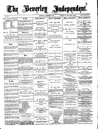 cover page of Beverley Independent published on November 2, 1895