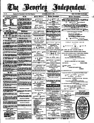 cover page of Beverley Independent published on April 1, 1899